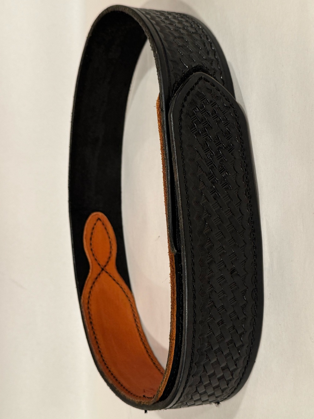 Tex Shoemaker & Sons N34 Leather Sam Brown Duty‎ Belt Black Basketweave N30 201V